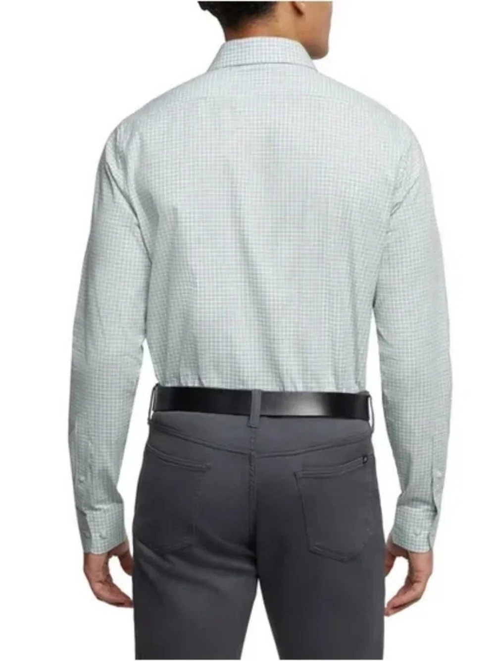 Banana Republic Men's Slim Fit Stretch Poplin Shirt, Green/Blue Striped, sizeXXL